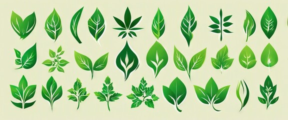 'illustration logo Leaf vector eco set leaf Green'
