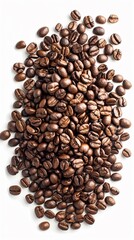 Fototapeta premium Pile coffee beans isolated on white background and texture