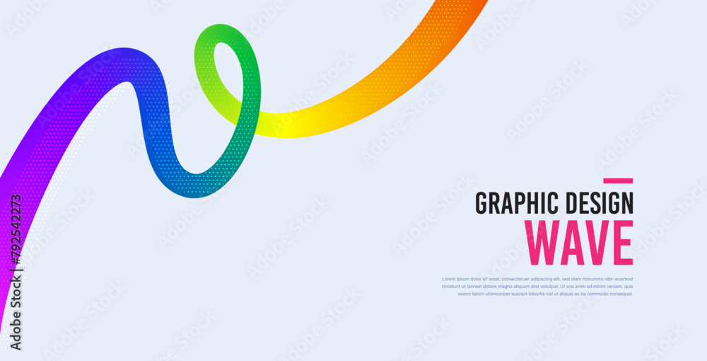 Poster abstract wave shape with rainbow fluid colors. gradient color wavy background. futuristic design pos