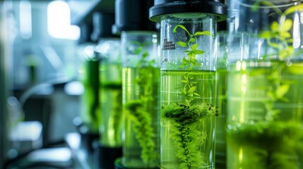 close up ofPhotobioreactor in laboratory of algae fuel