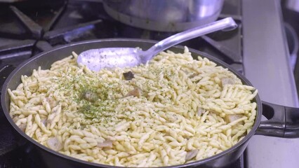 Parsley Perfection: Final Touch on Trofie Mushrooms