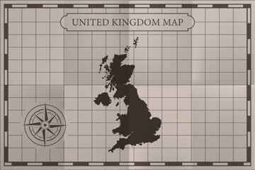 United Kingdom old classic map. Vintage antique style. 