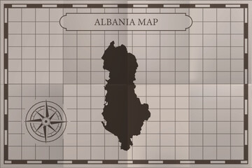 Albania old classic map. Vintage antique style. 