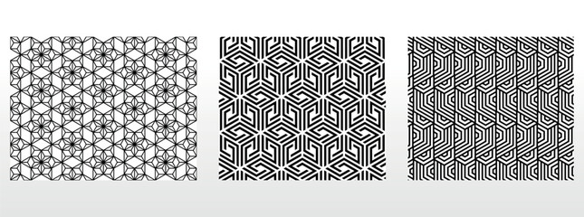 Geometric set of seamless black and white patterns. Simple vector graphics. - 792546043