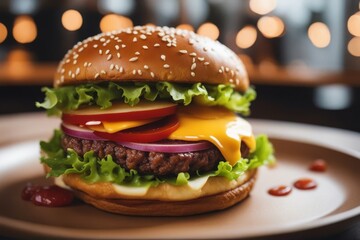 'tasty burger isolated background hamburger white classic cheese food fresh meal delicious meat vegetable snack lunch juicy fast bread cookery bun closeup bar-b-q'