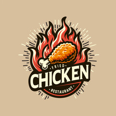 Hot fried chicken design illustration logo template