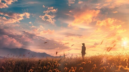 Fototapeta premium Serene Sunset Silhouette