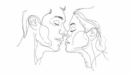 One Line Art Couple Line Art Men and woman Minimal Fa