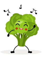 Funny broccoli mascot dancing to music