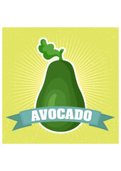 Fresh avocado illustration with banner