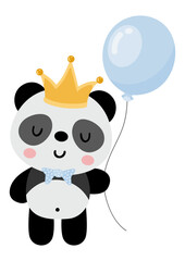 Prince panda holding a balloon
- 792550889