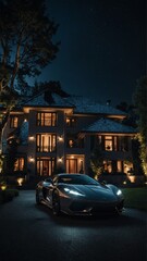 Fototapeta premium cool,car,drive,sport,cool car,cool house,bautiful,reality,sky,wheels,architecture,building