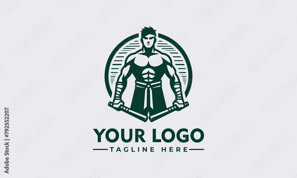 Sticker Male Martial Art vector logo design Man fighter Character logo vector Template