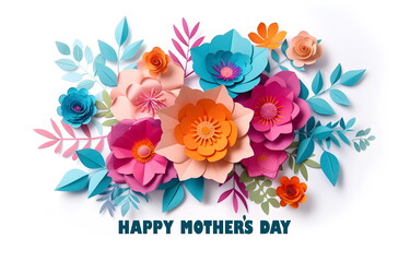 Fototapeta na wymiar Happy Mother's Day greeting card with bright flowers. Gift illustration for the holiday.