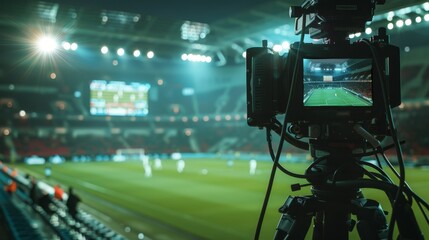 Banner featuring iconic football commentary quotes, laid over live match footage. 