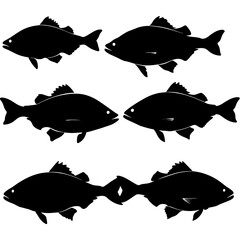 Set of fish silhouette vector illustration