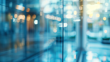 Blurred glass wall of modern business office building