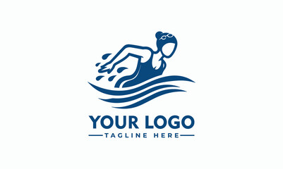 Woman Swimming logo designs vector Creative Lady Swimmer logo Vector character illustration