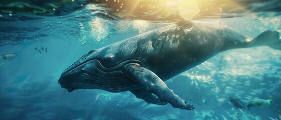 Fototapeta premium Whale Plastic pollution