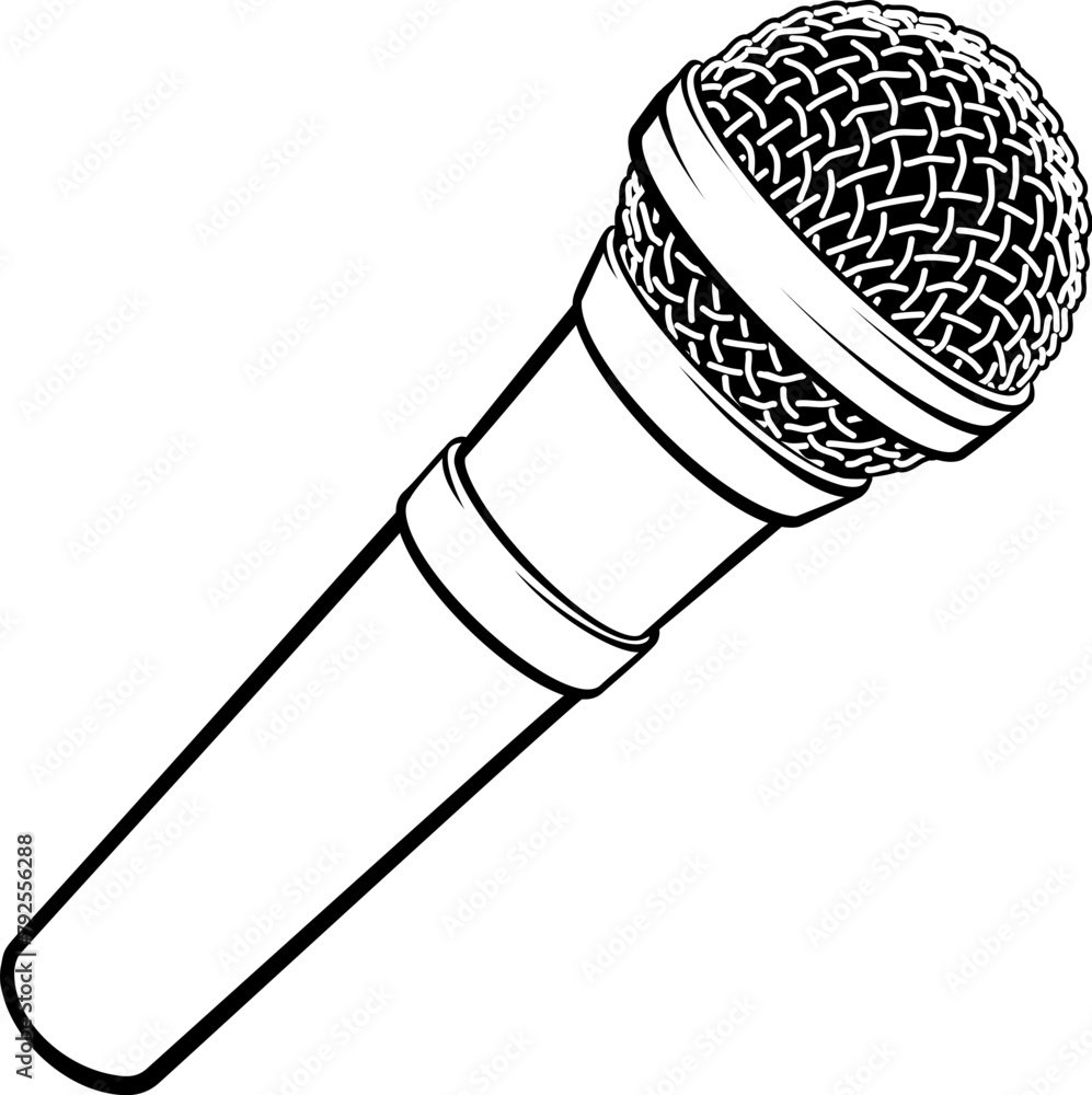 Poster a mic, mike or microphone cartoon illustration icon