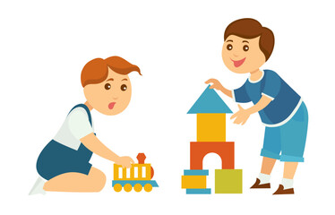 Playful Children Toys Vector Scene