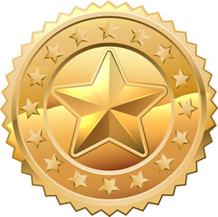 A gold star shiny medal symbol award badge icon