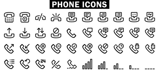 Simple Set of Phone Related Vector Line Icons. Contains such Icons as Global Calls, Online Support, Mobile Phone and more. Editable Stroke