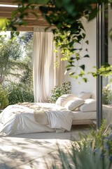 Chic Rustic Outdoor Bedroom with Garden Access