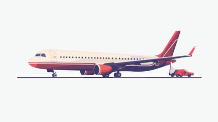 Plane parking isolated. Side view. Vector flat style