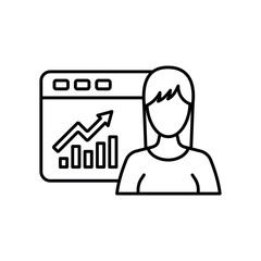 Blackboard with student icon vector illustration. Chart growth on isolated background. Presentation sign concept.