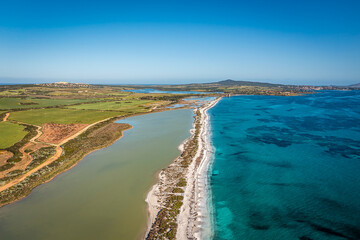 Aerial View of Spaggia Le Saline Near Stintino, Sardegna