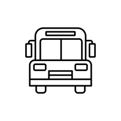 School bus icon vector illustration. Bus front on isolated background. Transport sign concept.