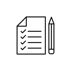 Notepad with pencil icon vector illustration. Checklist with pencil on isolated background. "To do list" sign concept.