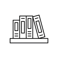 Bookshelf icon vector illustration. Books and shelve on isolated background. Library sign concept.
