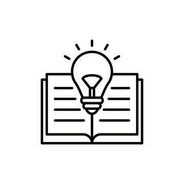 recommend clip art: Open book with lightbulb icon vector illustration. Idea and book on isolated background. Knowledge sign concept.