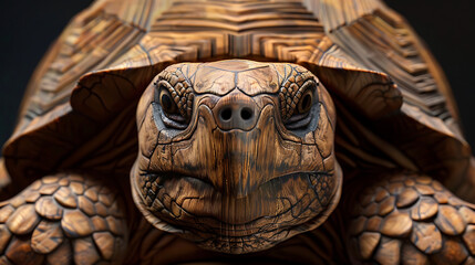 Direct frontal view of a tortoise with detailed shell patterns and focused eyes. Generative AI illustration 