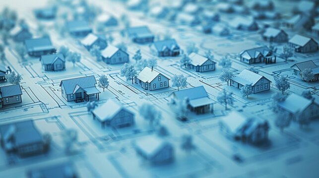 Closeup of a blueprint for a new lowincome housing development highlighting the potential for innovative solutions to address the shortage of affordable housing. .