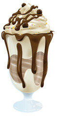 Vector illustration of a chocolate-topped sundae