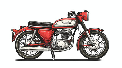 Retro red motorcycle Hand drawn style vector design i