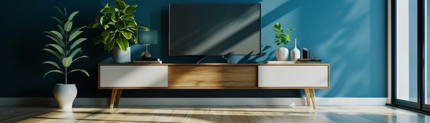 Industrial Chic Living Room with Leather Armchair TV Cabinet