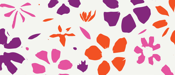 Vector seamless pattern with hand drawing flowers. Summer botanical background.