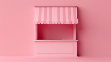 A pink store front with a pink awning and pink trim