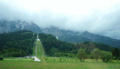 Summer ski slopes in the suburbs of Germany. - obrazy, fototapety, plakaty