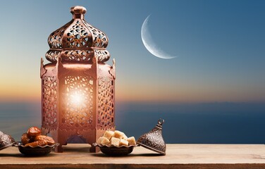 Holy Ramadan month concept. lantern at night