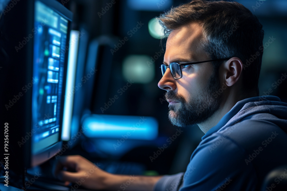 Aufkleber created with generative ai picture of confident office worker it specialist system administrator man