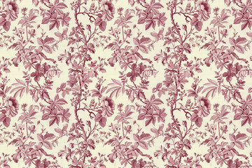 Toile floral pattern tapestry. Vintage botanical wallpaper pattern. Background image. Created with Generative AI technology