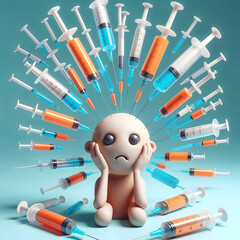 surreal child surrounded by pills - 792567689