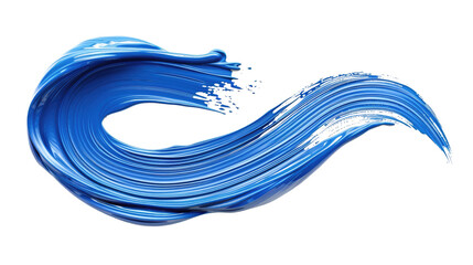 twisted blue paint brush stroke isolated on white or transparent png