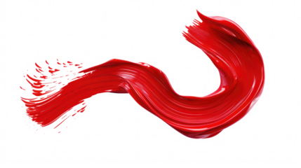 twisted red paint brush stroke isolated on white or transparent png
