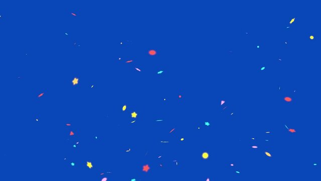 Colorful Confetti particles Explosion Blue Screen